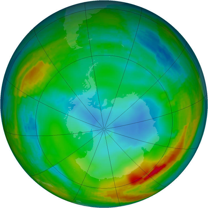 Antarctic ozone map for 03 August 1994